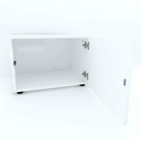 Armonia Comoda alba cu o usa cu sistem "PUSH TO OPEN" front MDF Alb Lucios